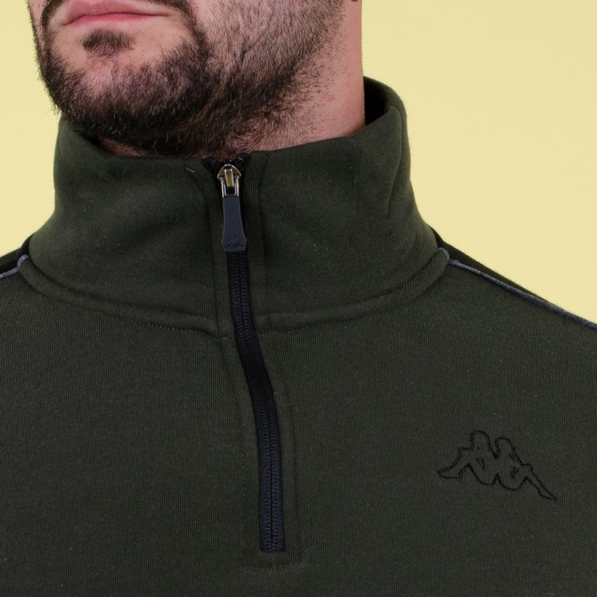 Tuta uomo felpa mezza zip Kappa militare nero KMW22162
