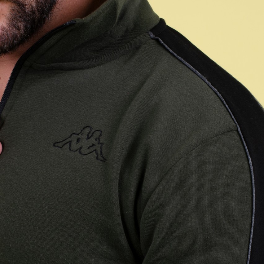 Tuta uomo felpa mezza zip Kappa militare nero KMW22162