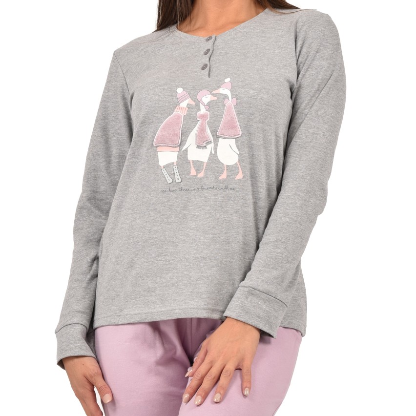 Pigiama donna serafino caldo cotone Infiore GSO1450