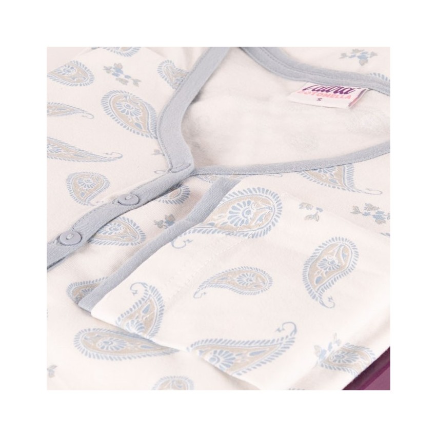 Camicia da notte manica lunga scollo a V Cotonella DDC61 celeste