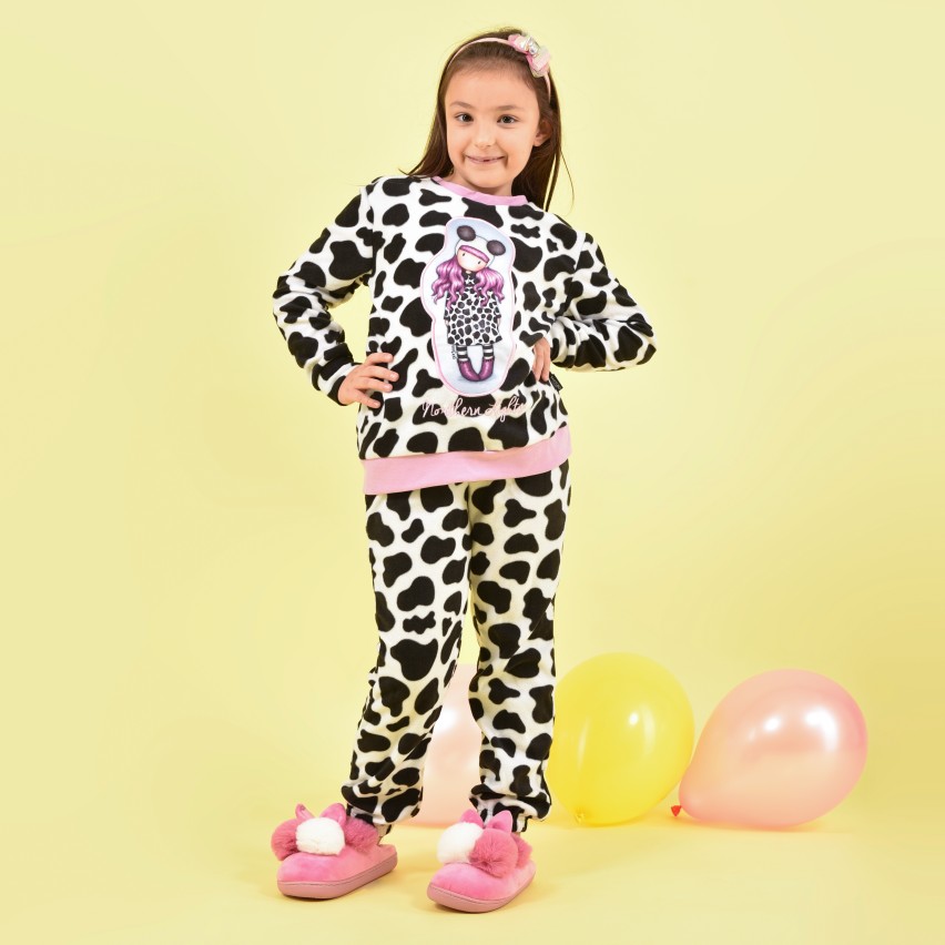 Pigiama bambina pile maculato e rosa bambolina Santoro Gorjuss 56627
