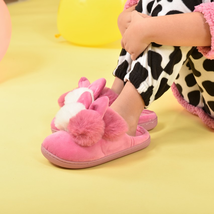 Pantofole bambina invernali antiscivolo calde Preziosa 0094 coniglietto fuxia