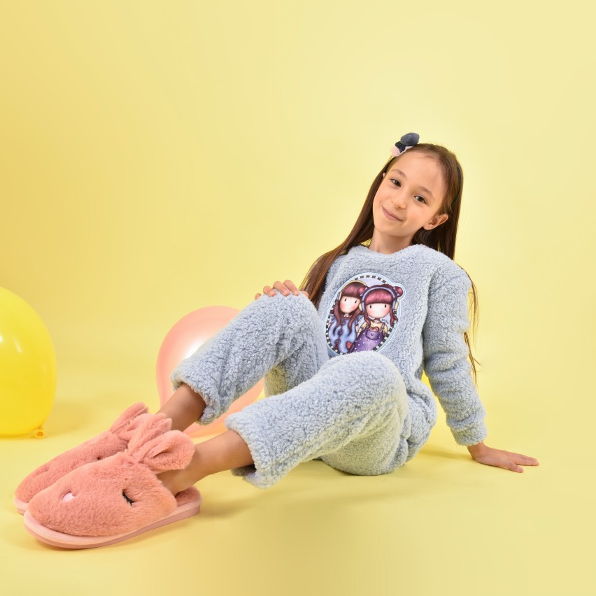 Pantofole bambina invernali antiscivolo calde Preziosa 0088 coniglietto rosa 