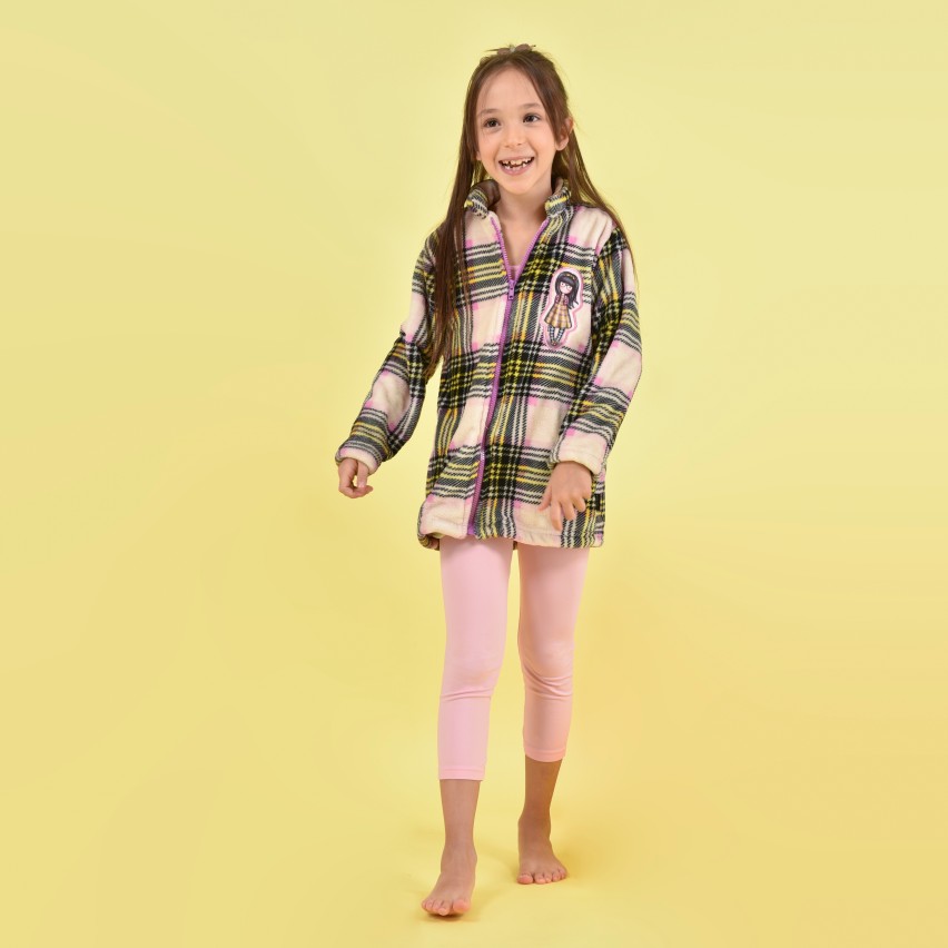 Giacca bambina invernale Santoro Gorjuss 57501 pile coral scozzese