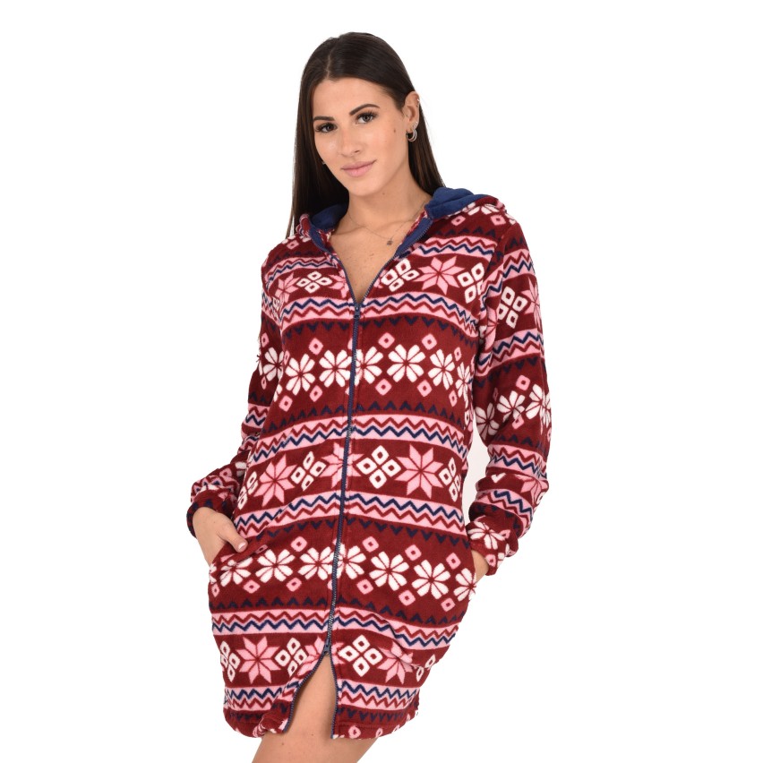 Vestaglia con cappuccio e zip in coral Biancaluna 23D 93008