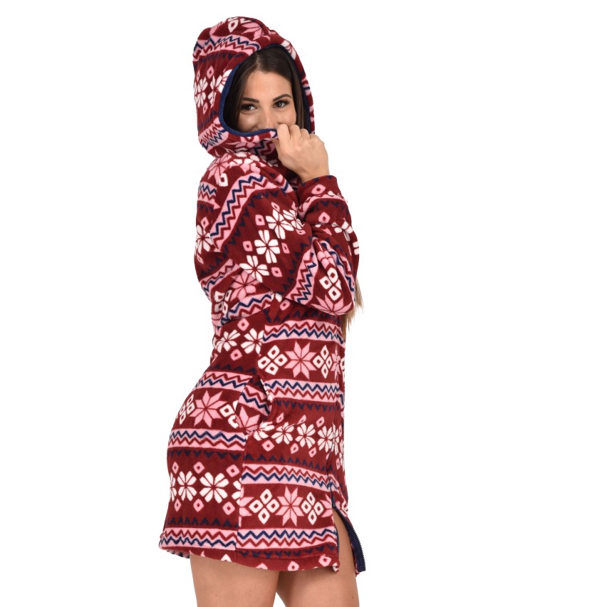 Vestaglia con cappuccio e zip in coral Biancaluna 23D 93008