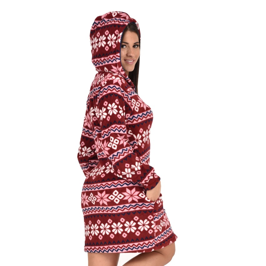Vestaglia con cappuccio e zip in coral Biancaluna 23D 93008