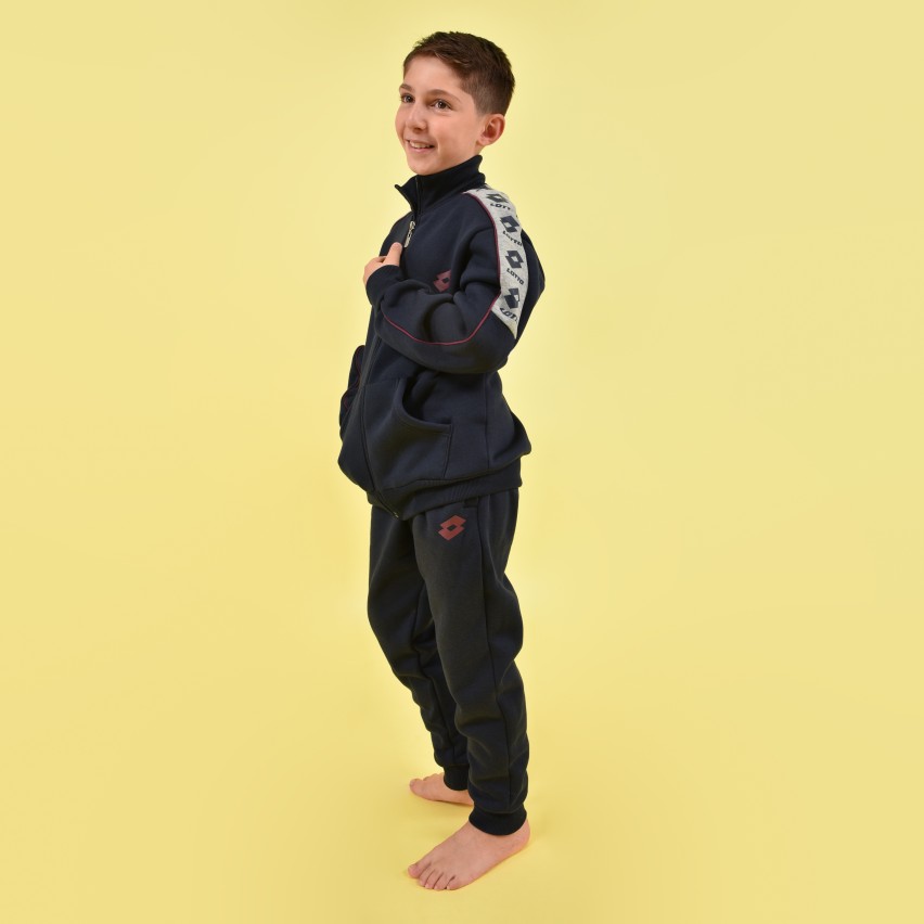 Tuta ragazzo bimbo aperta giacca zip felpata blu Lotto LA1051 