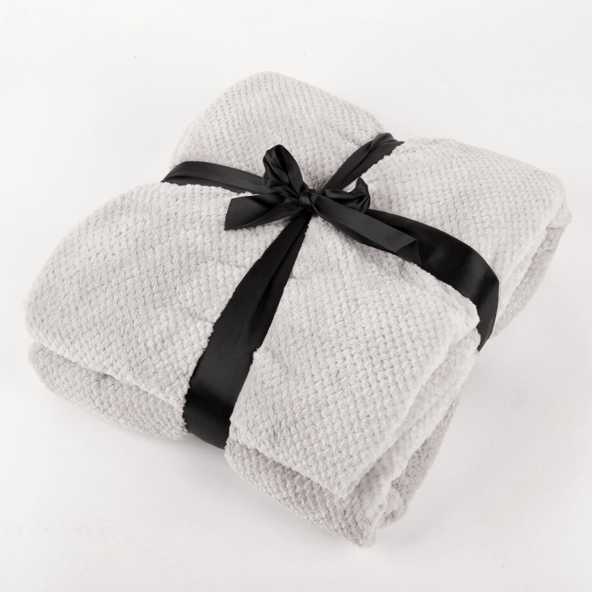 Plaid coperta Gisela 5/0047 grigio pile sherpa caldo sottile 145*200 cm