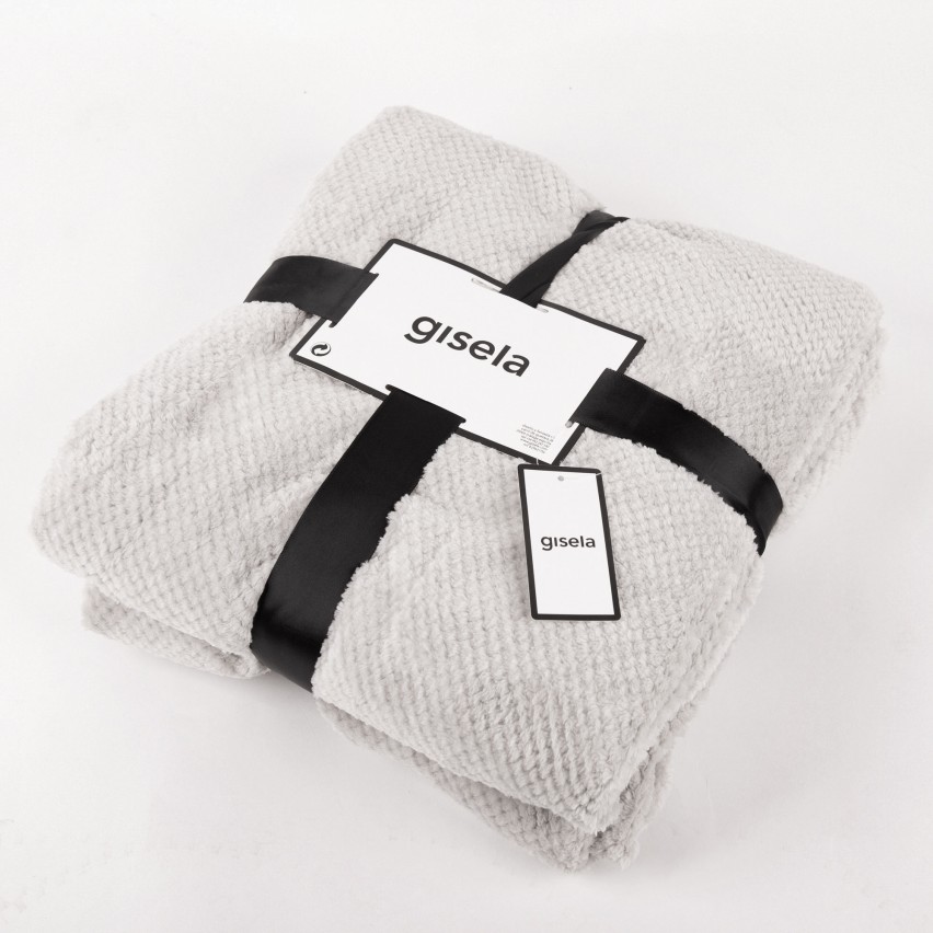 Plaid coperta Gisela 5/0047 grigio pile sherpa caldo sottile 145*200 cm