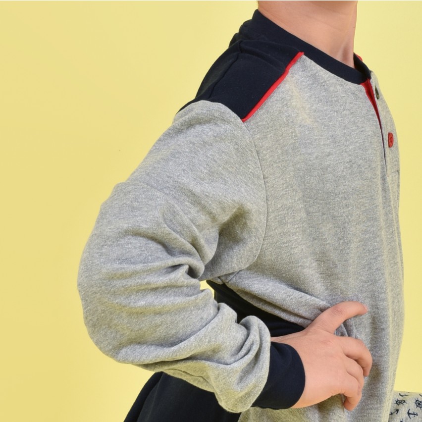 Pigiama bambino ragazzo Navigare B215651 caldo cotone grigio melange
