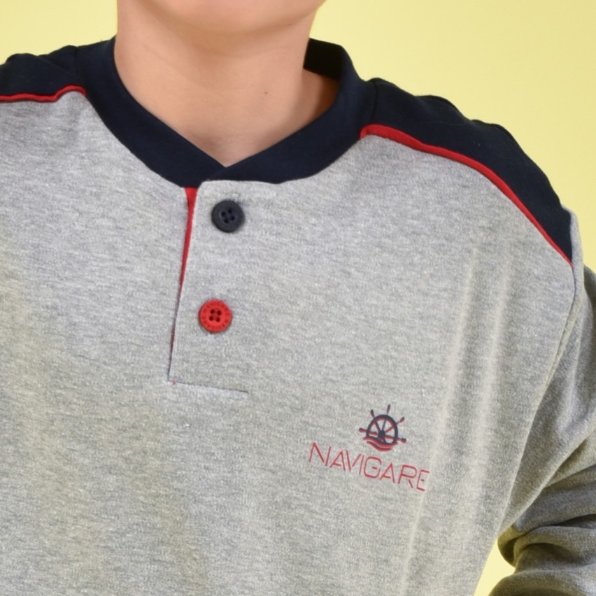 Pigiama bambino ragazzo Navigare B215651 caldo cotone grigio melange