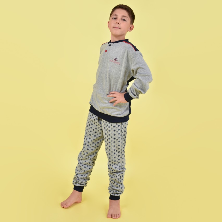 Pigiama bambino ragazzo Navigare B215651 caldo cotone grigio melange