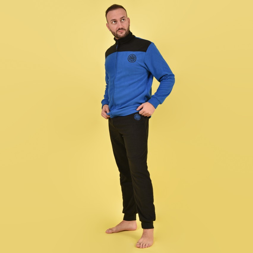 Pigiama sportivo con giacca zip a collo alto Inter in pile 14134 nero
