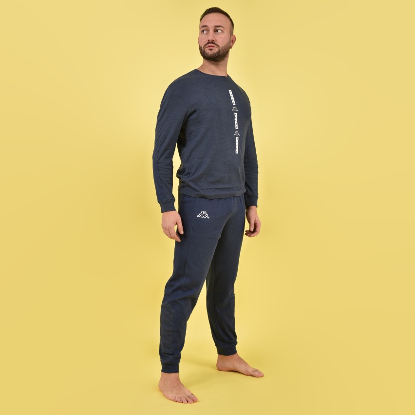 Pigiama uomo invernale Kappa KMW22111 caldo cotone jeans melange