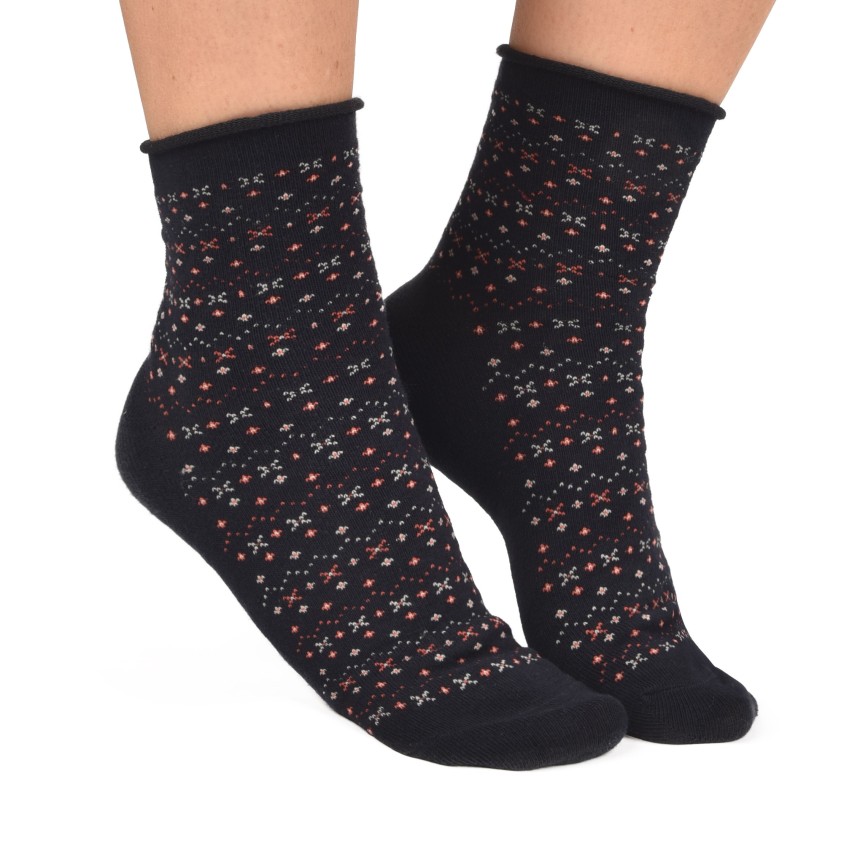 Calze corte assortite donna caldo cotone Meritex 3603 fantasia B 6 paia 