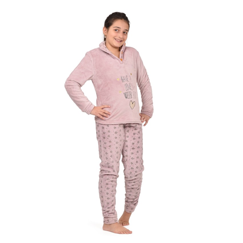 Pigiama bimba ragazza in caldo coral a collo alto Irge SD145