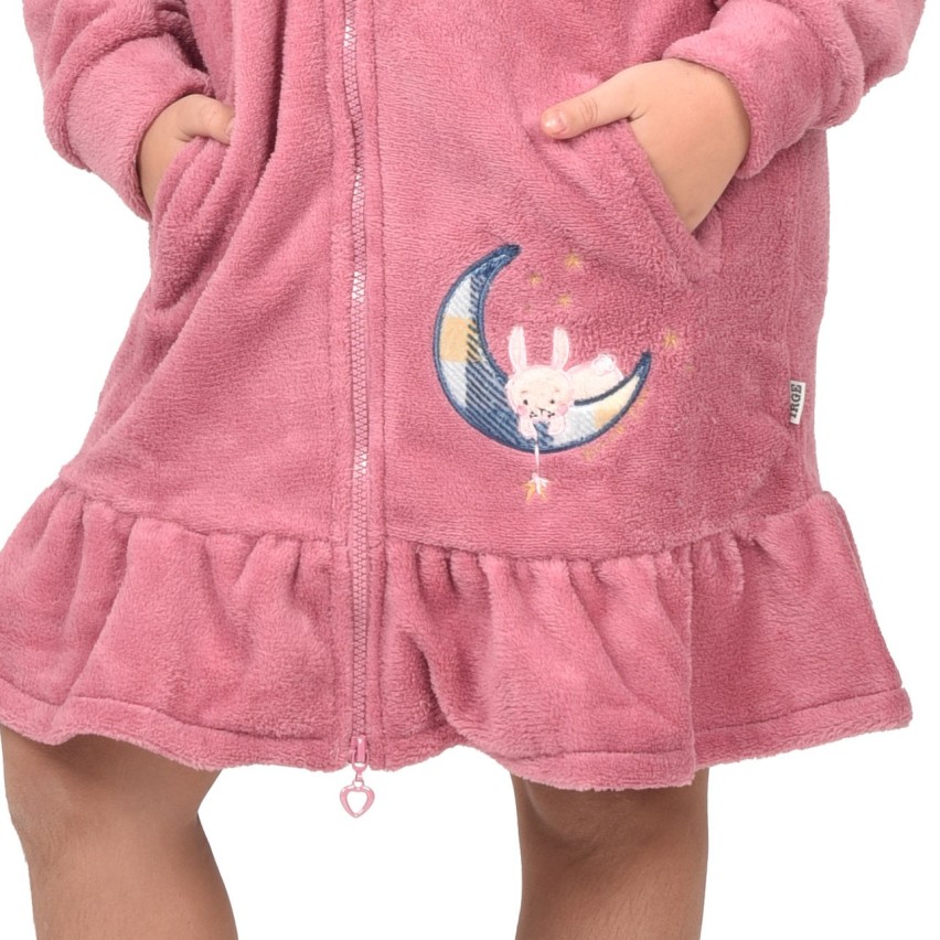 Vestaglia con zip bimba caldo coral  con cappuccio Irge IK368