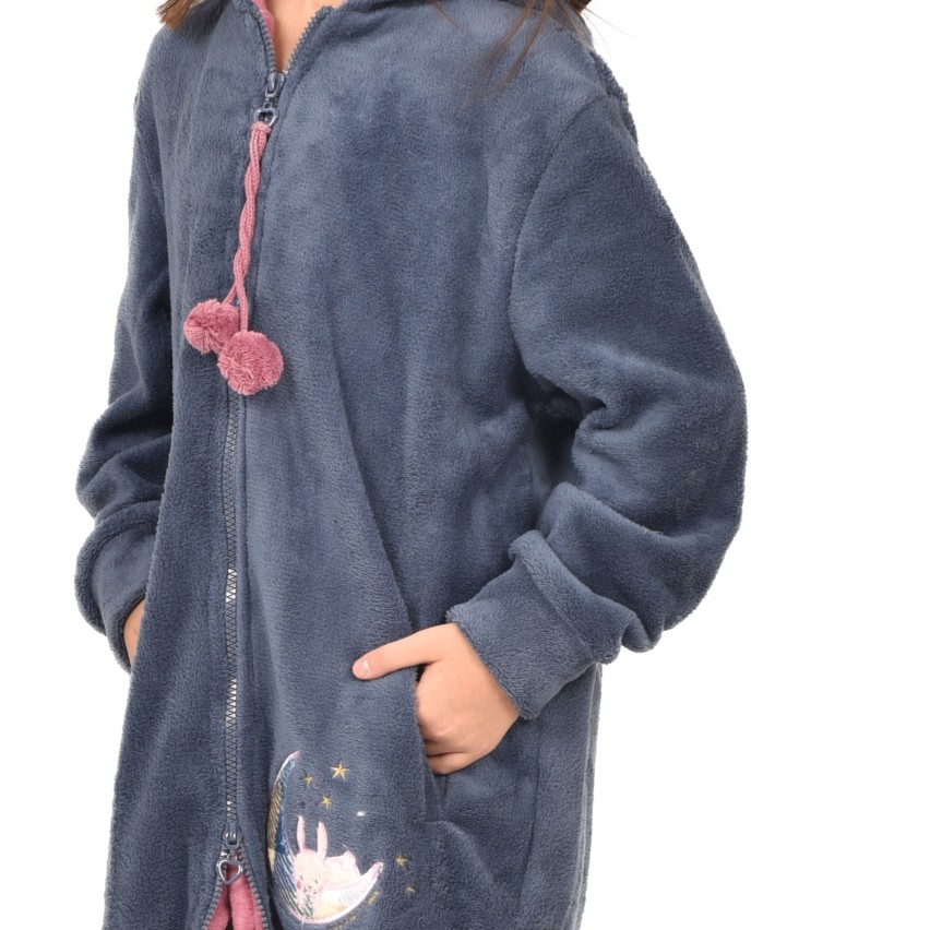 Vestaglia con zip bimba caldo coral  con cappuccio Irge IK368