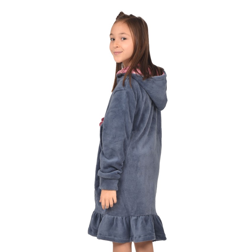 Vestaglia con zip bimba caldo coral  con cappuccio Irge IK368