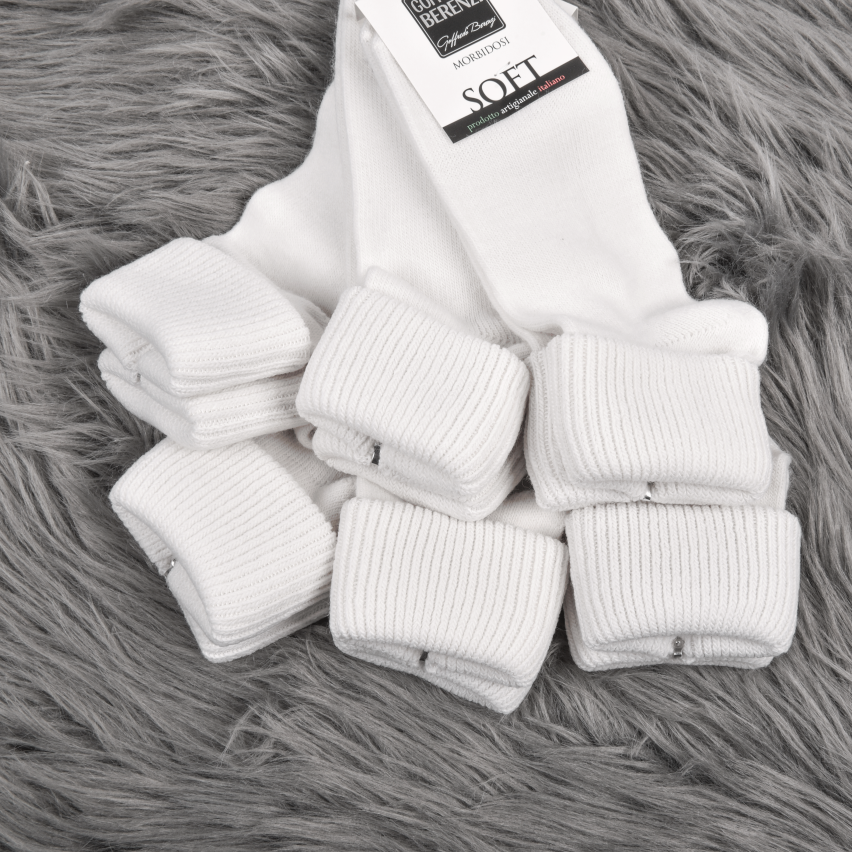 Calze donna corte morbide calde soft 3022 con risvolto 6 paia bianche
