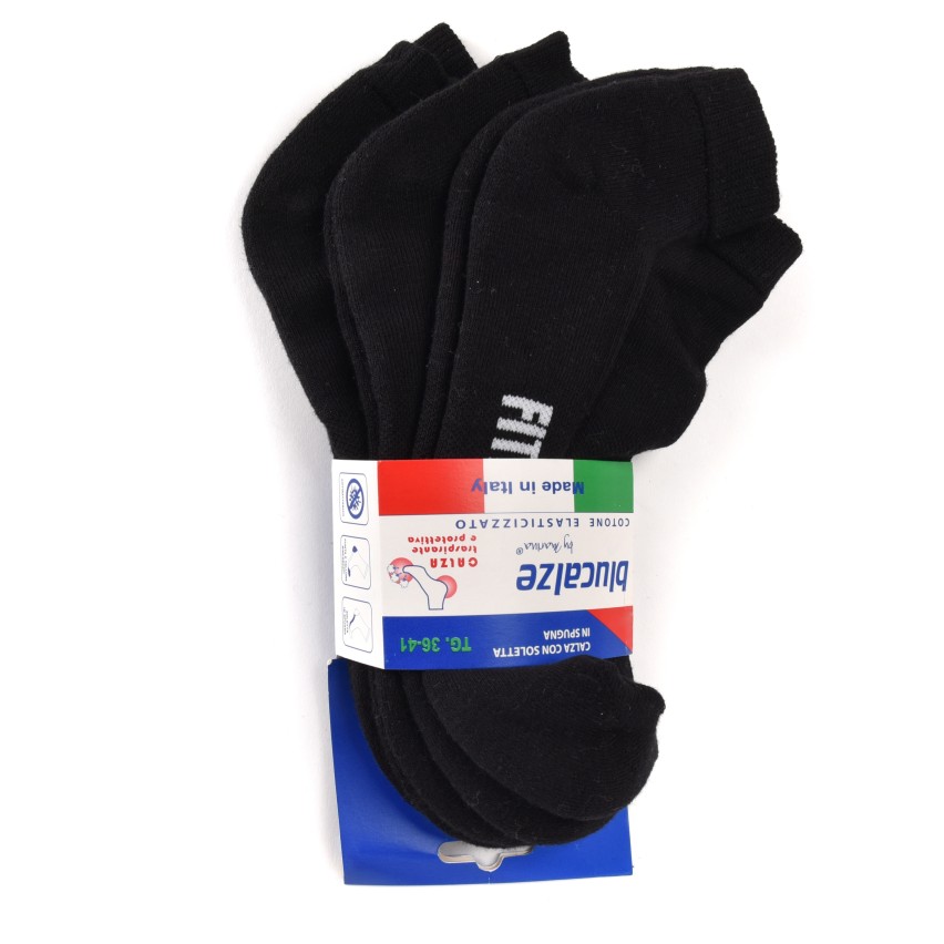 Calze corte unisex Blucalze sport soletta in spugna traspirante 3 paia