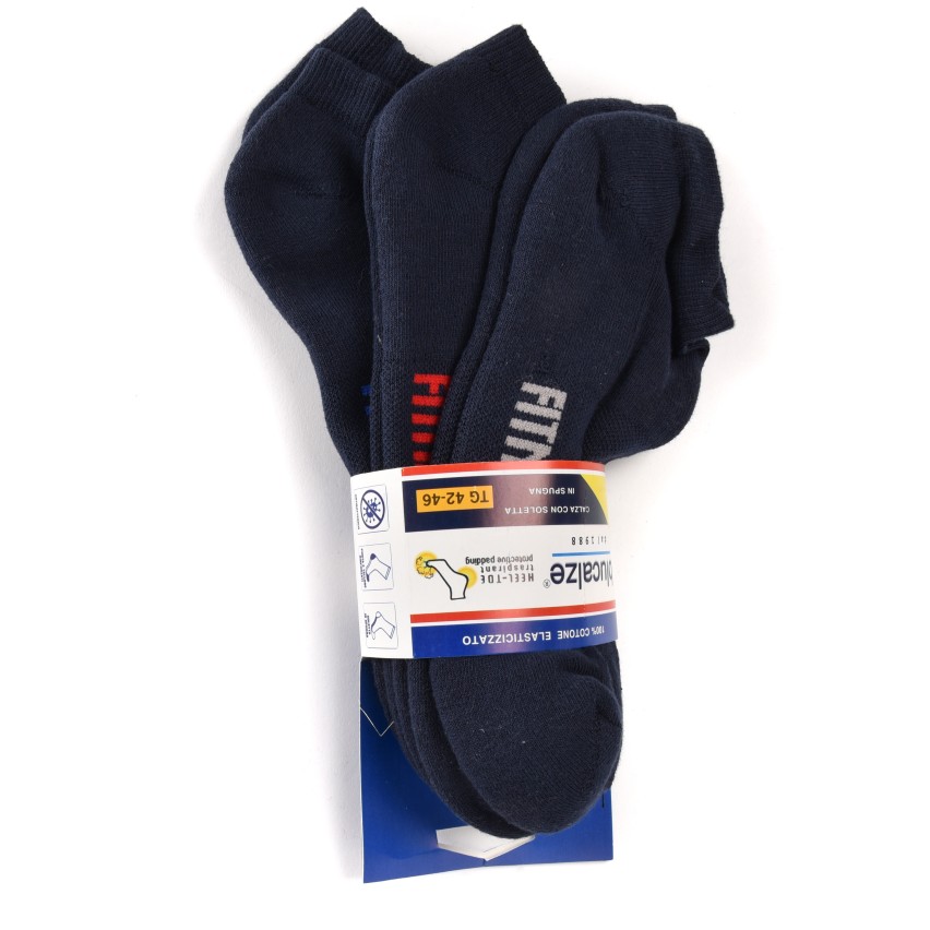 Calze corte unisex Blucalze sport soletta in spugna traspirante 3 paia