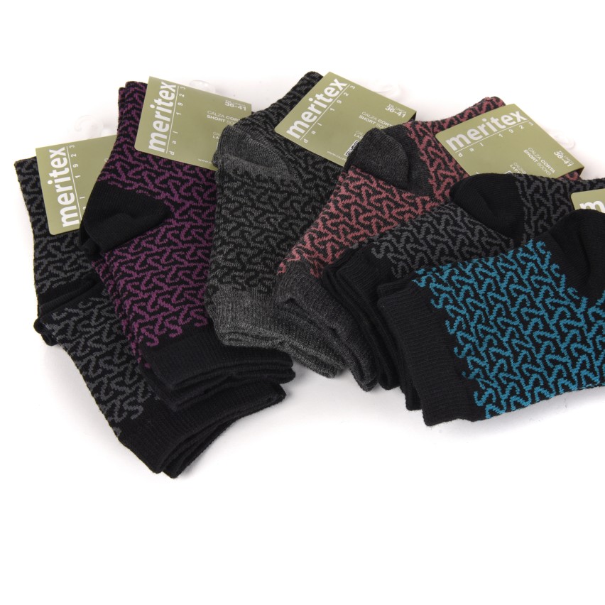 Calze donna corte calde caldo cotone Meritex 6 paia 3597 B