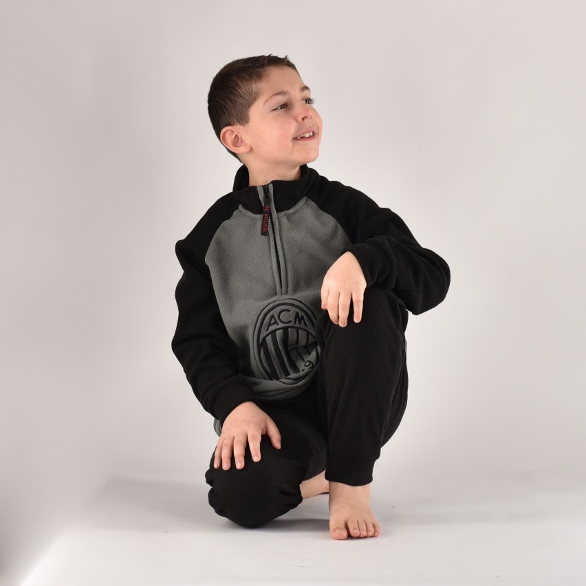 Pigiama tuta Milan bambino ragazzo pile B2MI15118 grigio nero