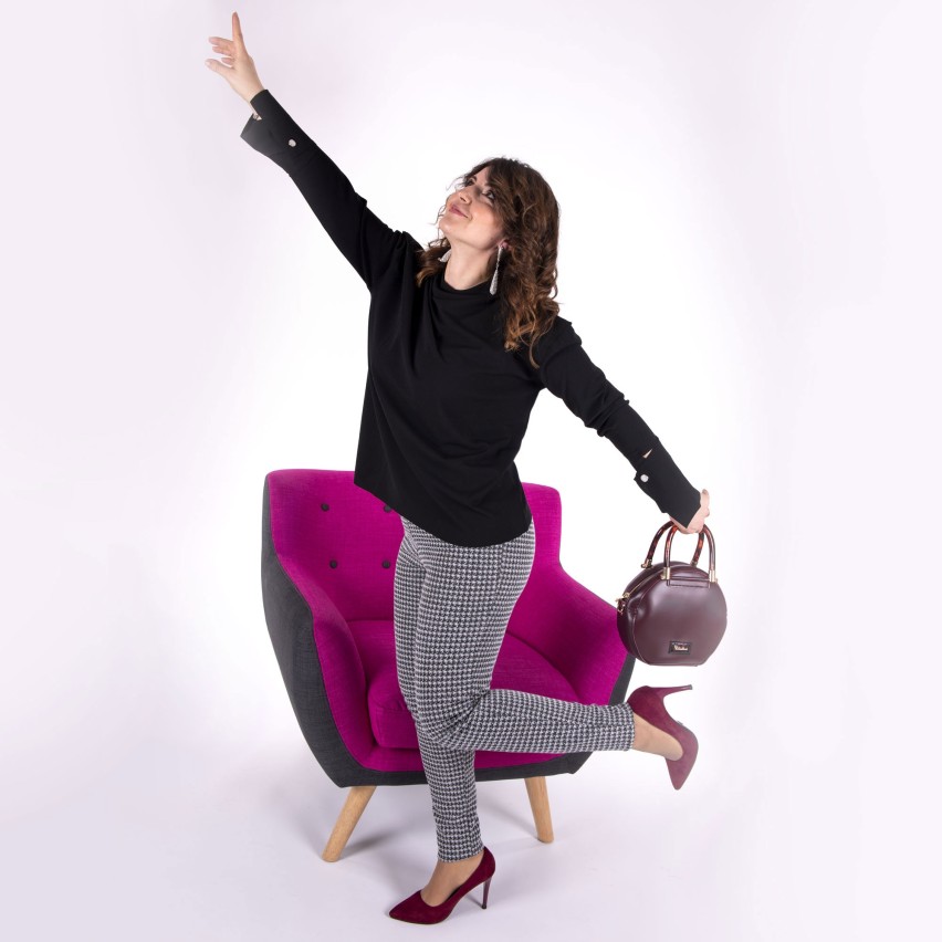 Leggings pantalone donna Sisi Elegante pied de poule viscosa
