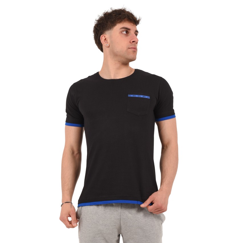 T-shirt maglia uomo girocollo 100% cotone ufficiale INTER con taschino