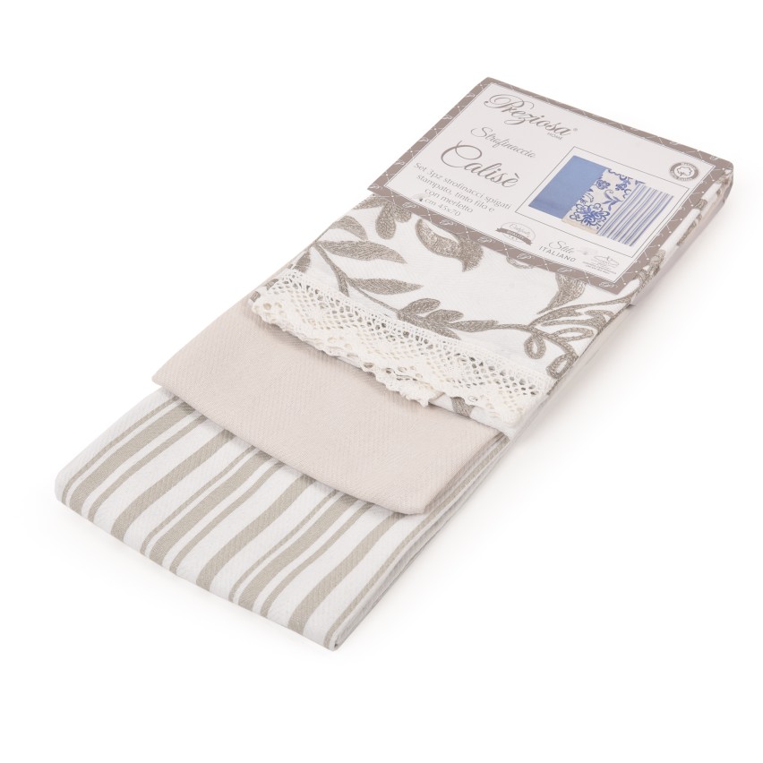 Strofinacci da cucina cotone Preziosa Calisè S06 3 pezzi-I
