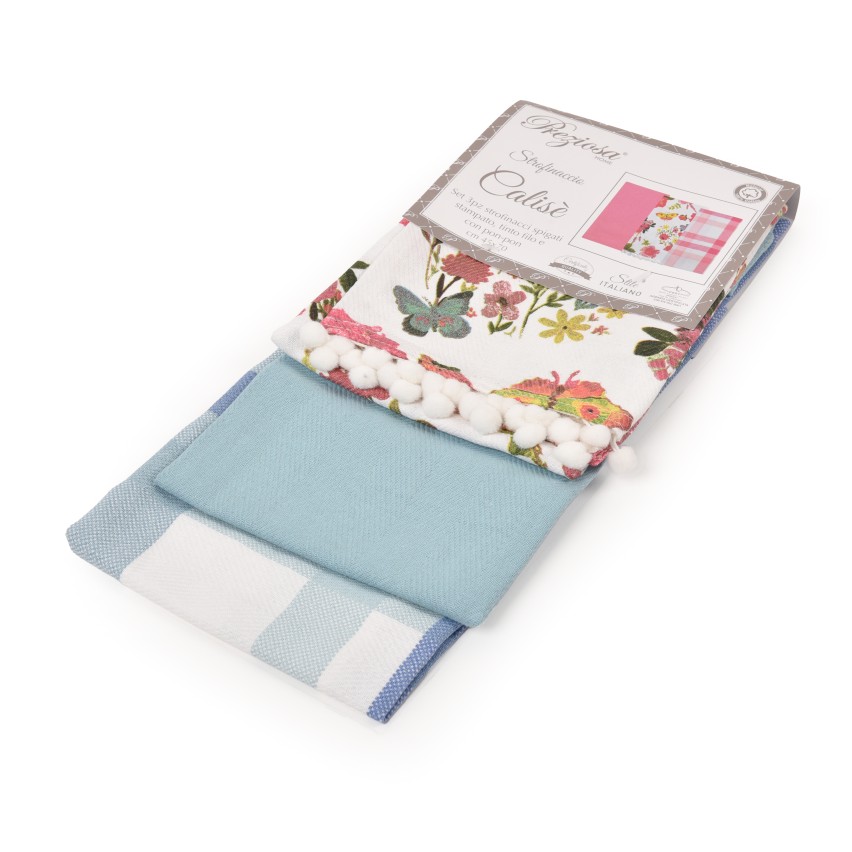 Strofinacci da cucina cotone Preziosa Calisè S06 3 pezzi-B