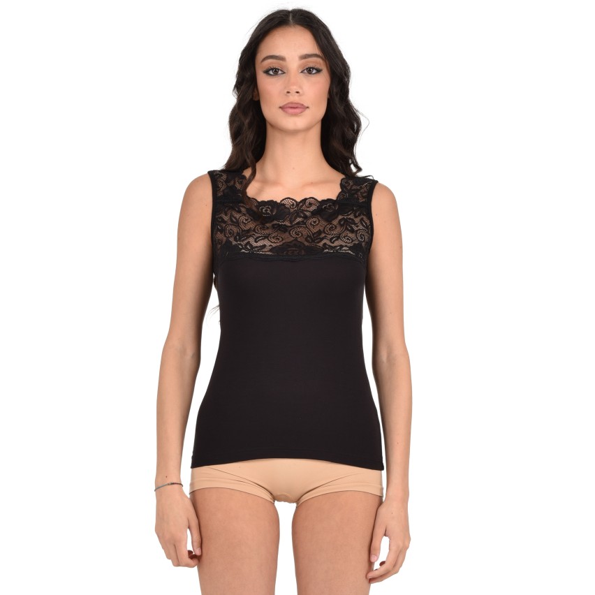 Canotta donna fronte e retro pizzo elasticizzata Risveglia i sensi 980