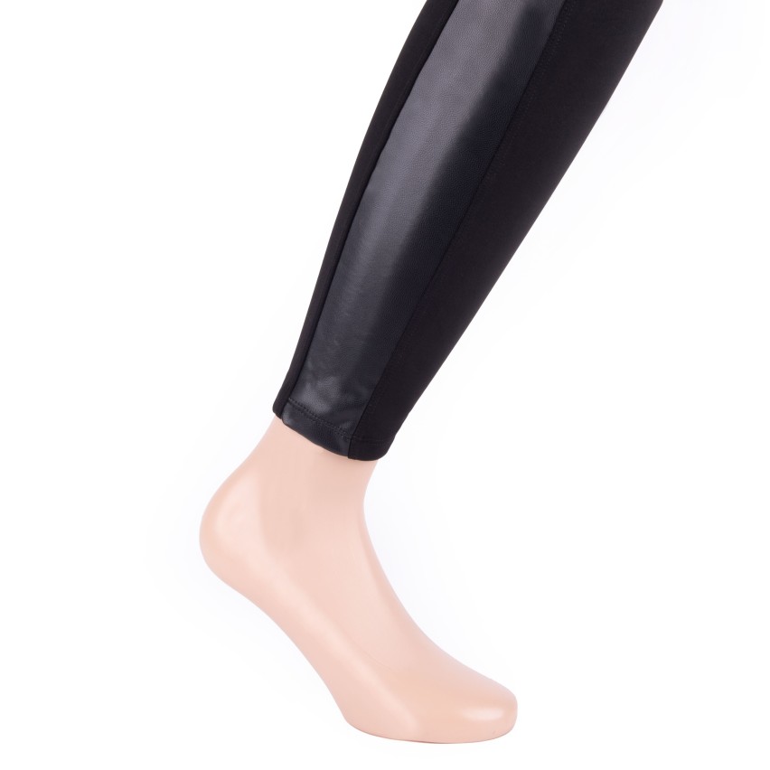 Leggings donna LoveAndBra 30431 bande laterali ecopelle