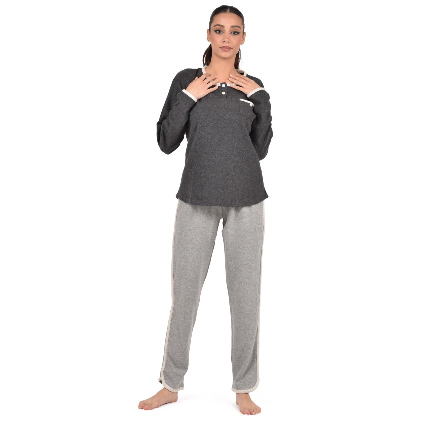 Pigiama donna punto milano grigio piombo Cippi 2248 