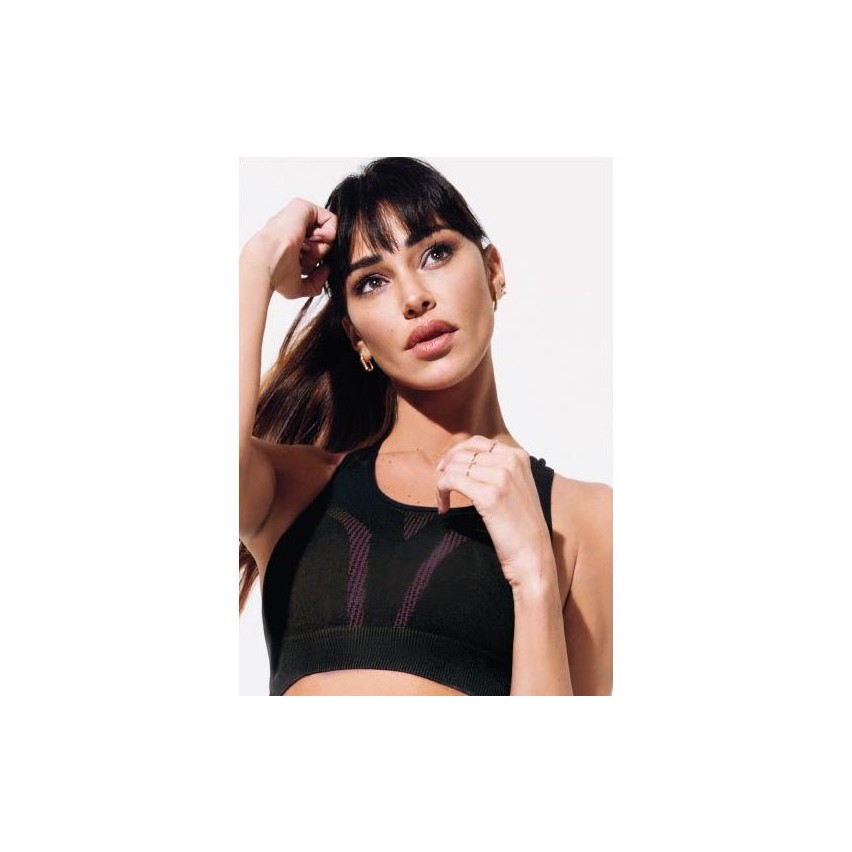 Reggiseno top sportivo Jadea fitness 110985 traspirante nero / fuxia