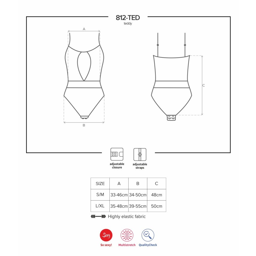 Body sexy Obsessive 812-TED-1 Teddy trasparente con pizzo