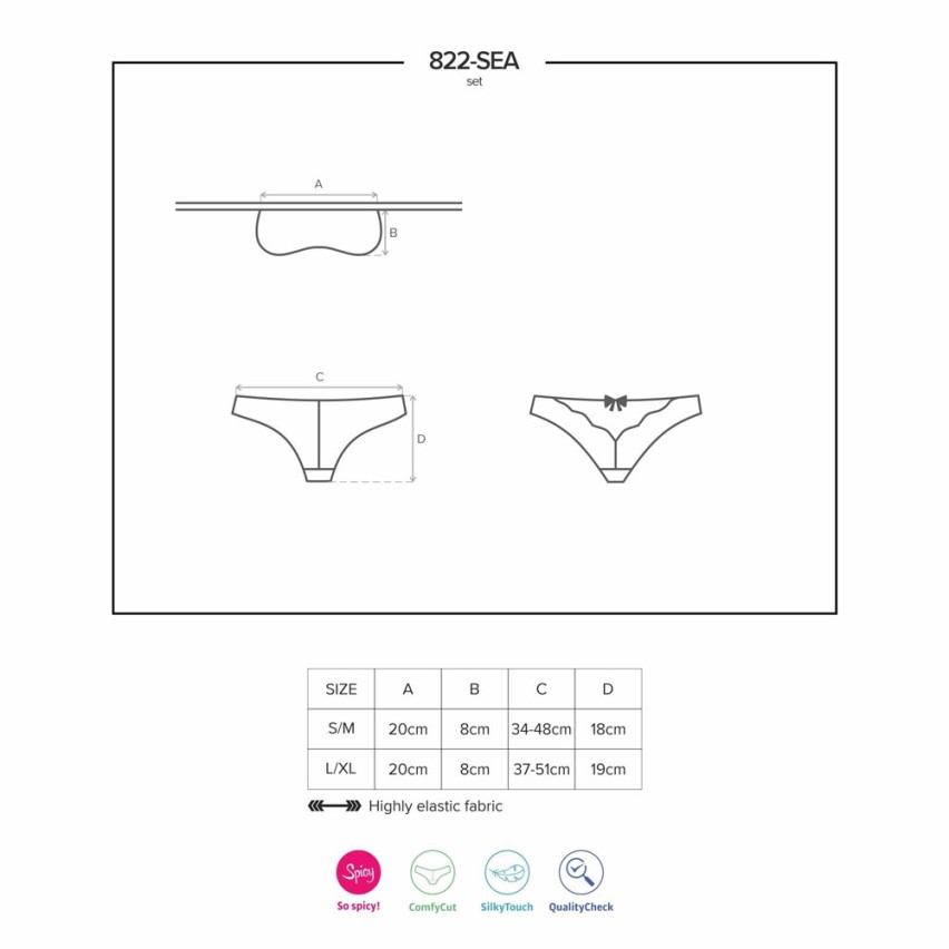 Sexy set mascherina + slip Obsessive 822-sea-3 rosso