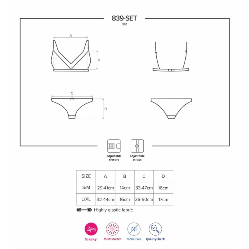 Sensuale set reggiseno + brasiliana Obsessive 839-set-1 nero