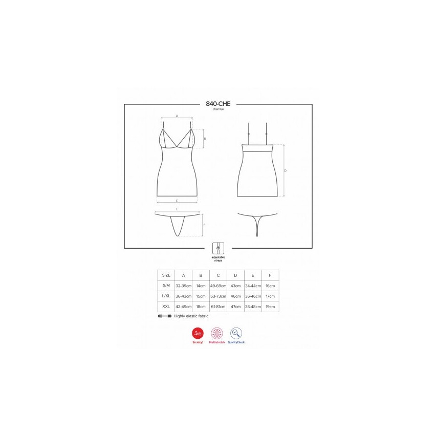Sexy chemise sottoveste + perizoma 840-che-1 Obsessive 2 pezzi