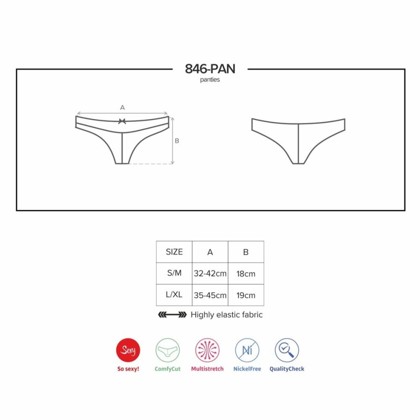 Slip donna Obsessive 846-pan-1 nero sensuale con gioiello