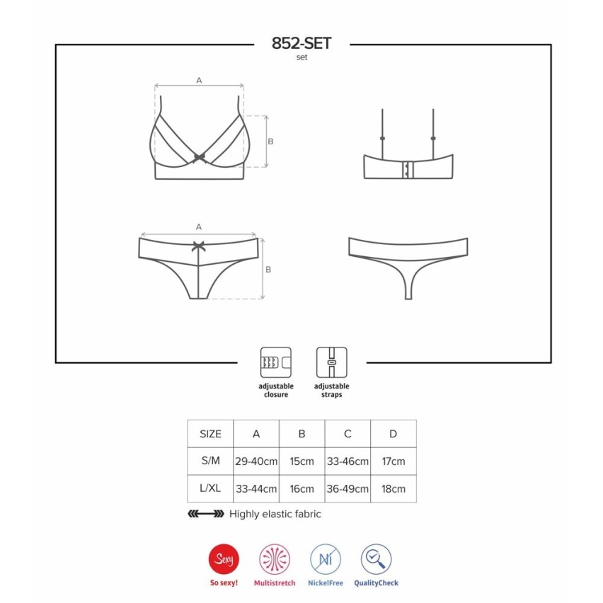 Sexy completino intimo reggiseno + perizoma Obsessive 852-set-1 
