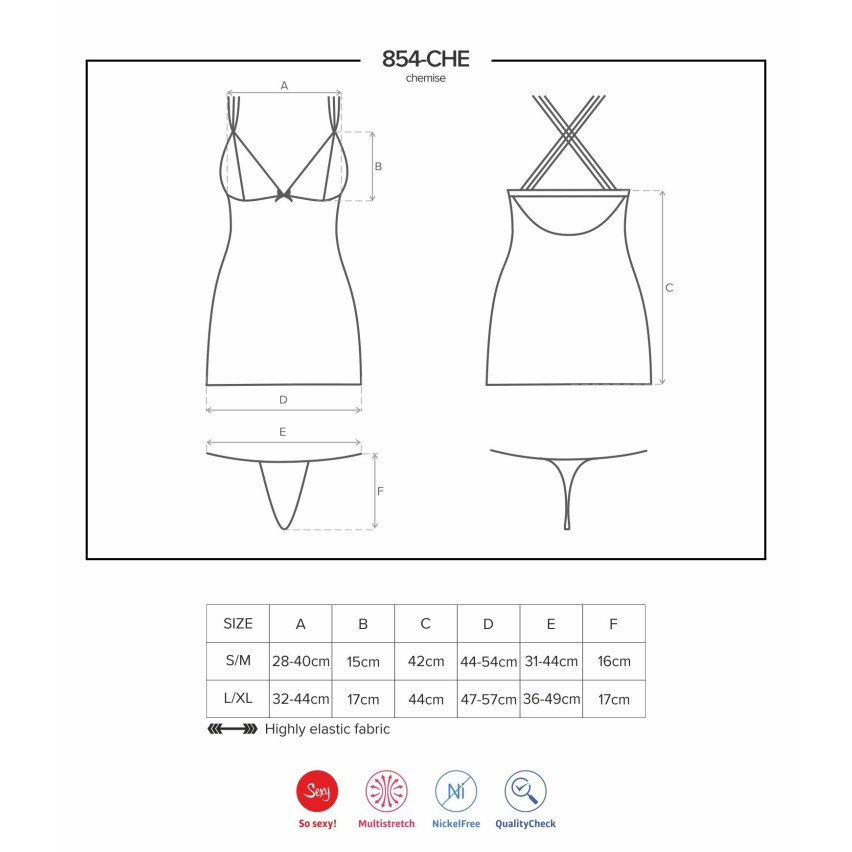 Sexy sottoveste + perizoma Obsessive 854-CHE-1 trasparente