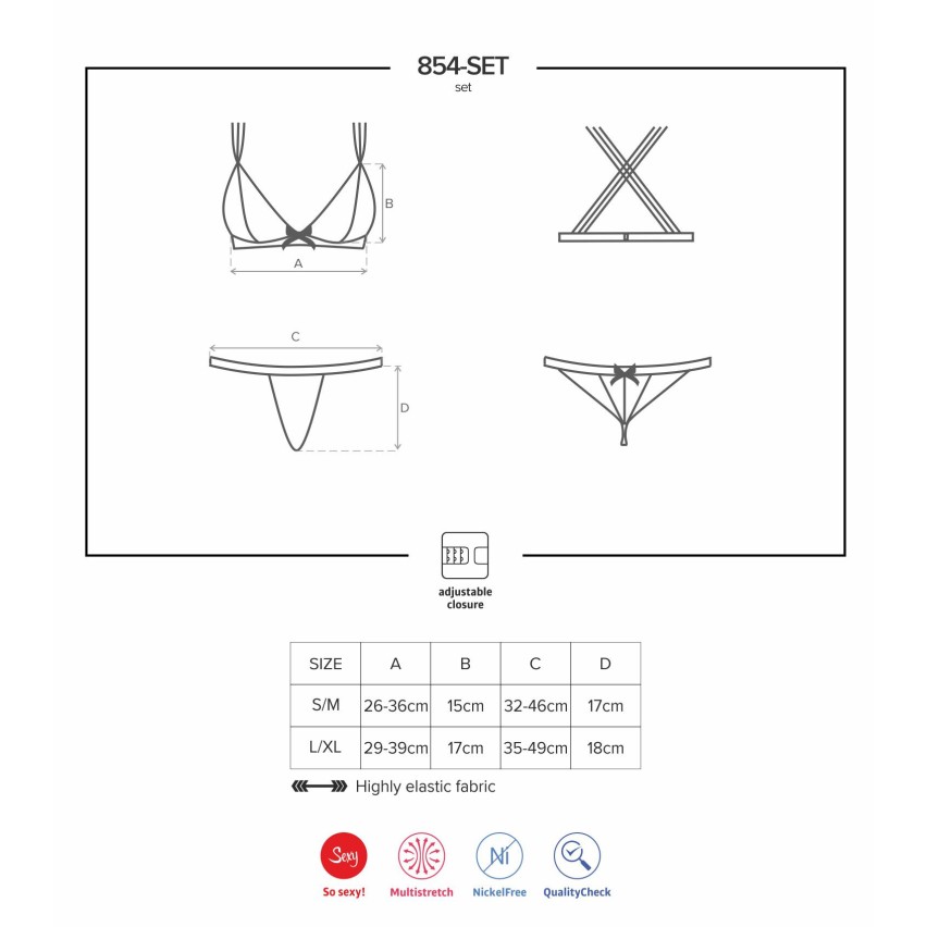 Sexy set Obsessive 854-set-1 reggiseno + perizoma 2 pz.
