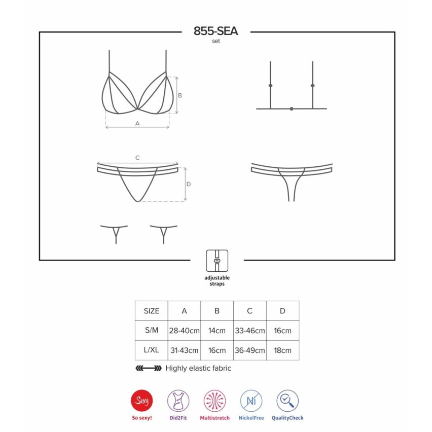Sexy reggiseno perizoma bretelle reggicalze Obsessive 855-sea-1