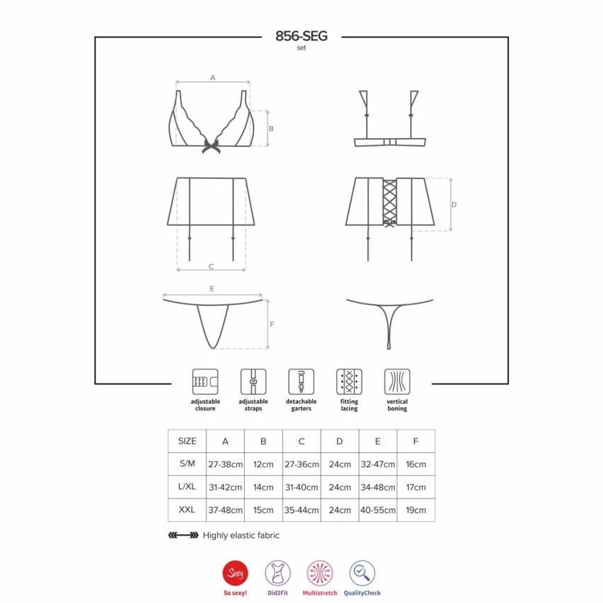 Sensuale set reggiseno + reggicalze + perizoma Obsessive 856-seg-1