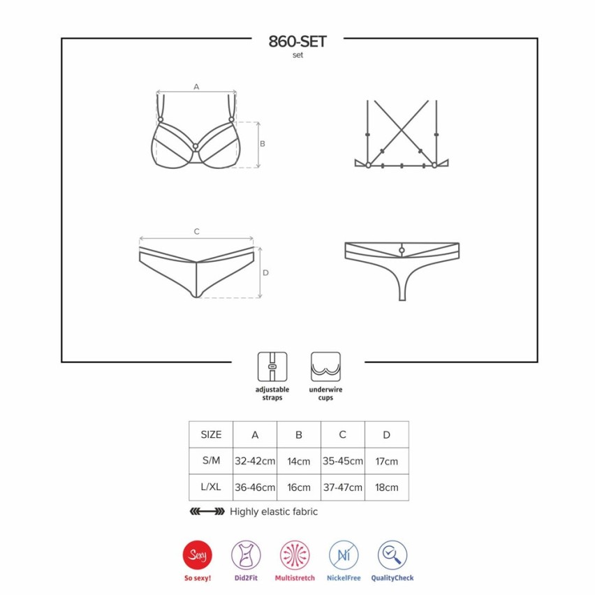 Sexy reggiseno + perizoma Obsessive 860-set-2 bianco