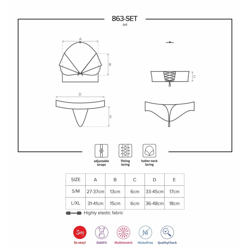 Completino sexy Obsessive 863-SET-3 con volant