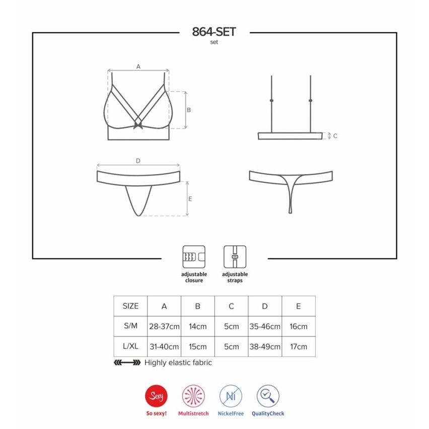 Sexy coordinato reggiseno + perizoma Obsessive 864-set-1 nero